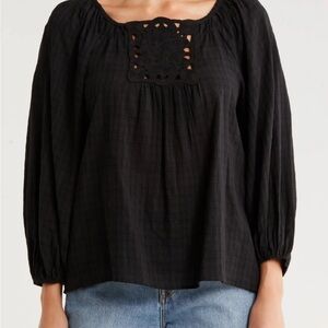 Women's Black Peasant Top